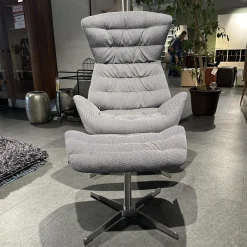 Thonet Relaxsessel|Sessel 808 Bezug Innen Stoff Soul 151 Pepper Grau Außen Nappaleder Nero Anthrazit Stahlgestell Edelstahloptik Und Hocker