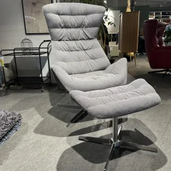 Thonet Relaxsessel|Sessel 808 Bezug Innen Stoff Soul 151 Pepper Grau Außen Nappaleder Nero Anthrazit Stahlgestell Edelstahloptik Und Hocker