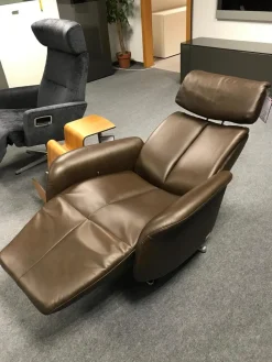 FM Munzer Relaxsessel|Sessel 5904 Bezug Leder Longlife Prestige Farbe 72 Nougat Dunkelbraun Fuß Metall Drehkreuz Chrom Mit Manuelle Verstellung