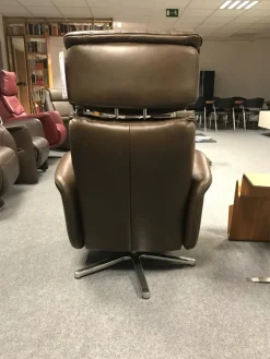 FM Munzer Relaxsessel|Sessel 5904 Bezug Leder Longlife Prestige Farbe 72 Nougat Dunkelbraun Fuß Metall Drehkreuz Chrom Mit Manuelle Verstellung