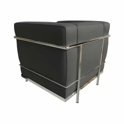 Cassina Loungesessel|Sessel 2 Fauteuil Grand Confort Petit Modèle Leder Scozia Grafite Schwarz Gestell Stahl Verchromt