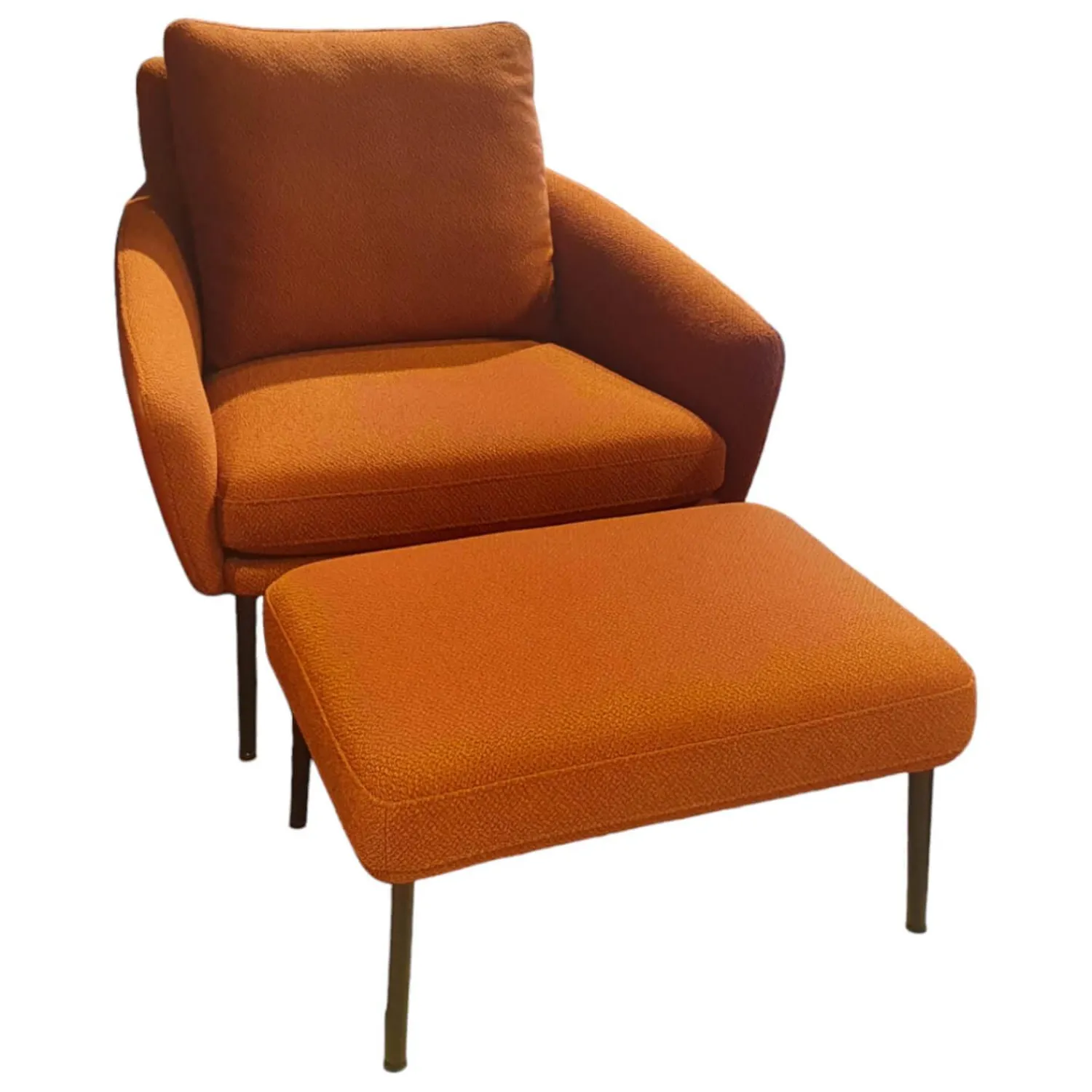 Rolf Benz Relaxsessel|Sessel 561 Jon Stoff 24 Kupferbraun Füße Metall Schwarz mit Hocker