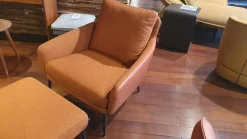 Rolf Benz Relaxsessel|Sessel 561 Jon Stoff 24 Kupferbraun Füße Metall Schwarz mit Hocker