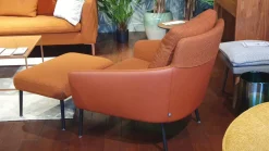 Rolf Benz Relaxsessel|Sessel 561 Jon Stoff 24 Kupferbraun Füße Metall Schwarz mit Hocker