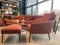 Rolf Benz Relaxsessel|Sessel 561 Jon Stoff 24 Kupferbraun Füße Metall Schwarz mit Hocker