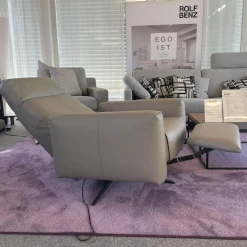 Rolf Benz Relaxsessel|Sessel 572 Leder 38.101 Steingrau Mit Verstellfunktion