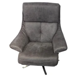 himolla Loungesessel|Sessel 7702 Leder Buffalo 33 Bison Grau Sternfuß Edelstahloptik 62 Mit Höhenverstellung