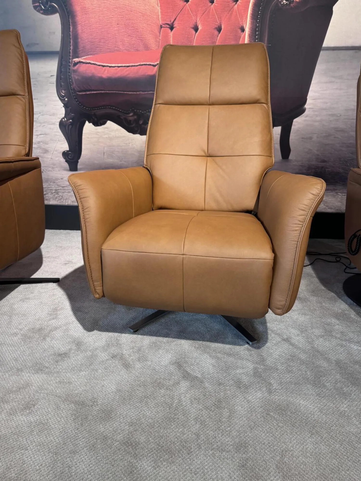 himolla Relaxsessel|Sessel 9361 Leder Soft Nappa Bright Braun Sternfuß Edelstahl Gebürstet 2 Motorisch Inklusive Getrennt Verstellbarer Rücken Und Beinauflage