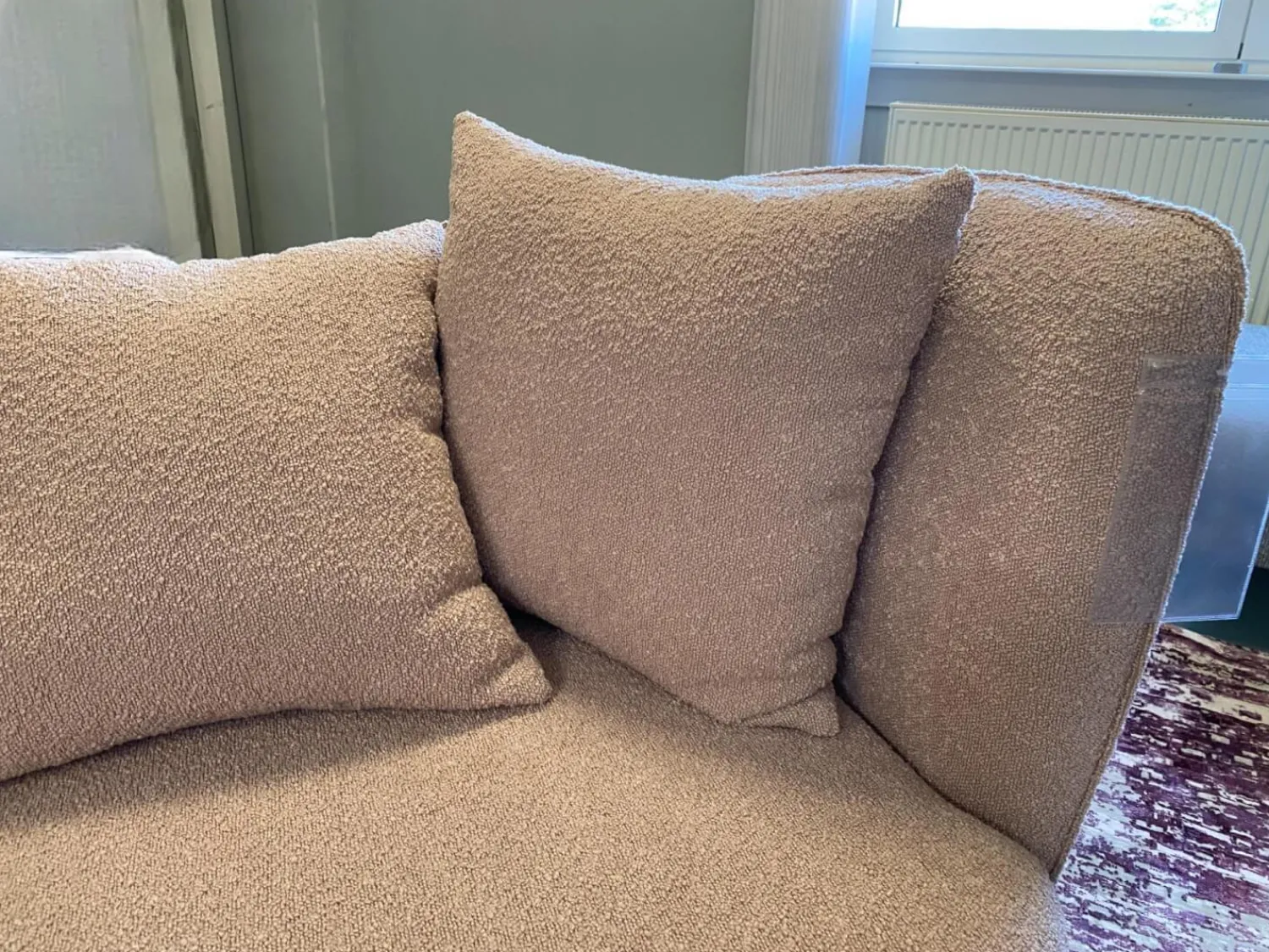 Max Winzer Loungesessel|Sessel 47004 Stoff 24579 Bouclé 06 Rosé Fuß Buche Massiv Nussbaum Antik Inklusive Zierkissen