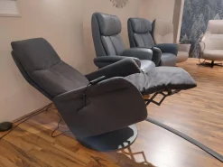 himolla Relaxsessel|Sessel 9061 Stoff Belvetara 33 Asphalt Grau Tellerfuß Anthrazit