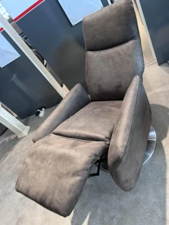 himolla Relaxsessel|Sessel 9061 Stoff Nevada Mocca Braun Drehteller Edelstahl Gasdruckfeder