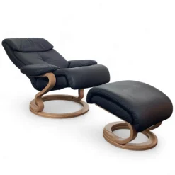 himolla Relaxsessel|Sessel 7037 Zero Stress Echtleder Longlife Black Schwarz Gestell Buche Inklusive Hocker