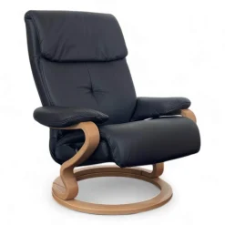 himolla Relaxsessel|Sessel 7037 Zero Stress Echtleder Longlife Black Schwarz Gestell Buche Inklusive Hocker