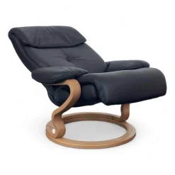 himolla Relaxsessel|Sessel 7037 Zero Stress Echtleder Longlife Black Schwarz Gestell Buche Inklusive Hocker