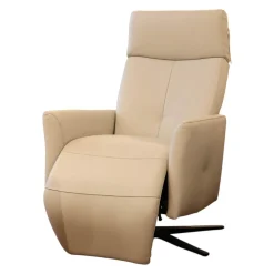 Rom Relaxsessel|Sessel Alva Leder Montana Pearl Beige Sternfuß Metall Schwarz