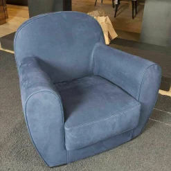Baxter Relaxsessel|Sessel Amburgo Baby Leder Nabuck Blau