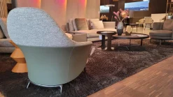 Minotti Relaxsessel|Sessel Angie ANG83S Stoff Fisher 04 Salvia Grau Rückseite Kernleder Bustier Salbeigrün Grau Grün