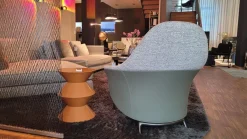 Minotti Relaxsessel|Sessel Angie ANG83S Stoff Fisher 04 Salvia Grau Rückseite Kernleder Bustier Salbeigrün Grau Grün