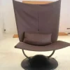 Ligne Roset Relaxsessel|Sessel Anneau Leder U Oregon Brun Braun Gestell Schwarz mit Hocker