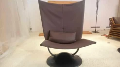 Ligne Roset Relaxsessel|Sessel Anneau Leder U Oregon Brun Braun Gestell Schwarz mit Hocker