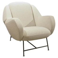 Leolux Loungesessel|Sessel Anton Stoff Mondo 28120 20 Bianco Weiß Gestell Epoxy E 2100 Charcoal Matt Schwarz