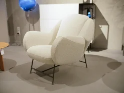 Leolux Loungesessel|Sessel Anton Stoff Mondo 28120 20 Bianco Weiß Gestell Epoxy E 2100 Charcoal Matt Schwarz