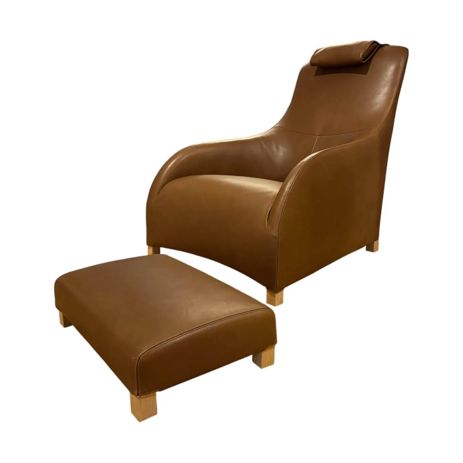 Maxalto Relaxsessel|Sessel Apta Kalos 9750N Leder Kasla KS360 Hellbraun Inklusive Hocker und Kopfstütze