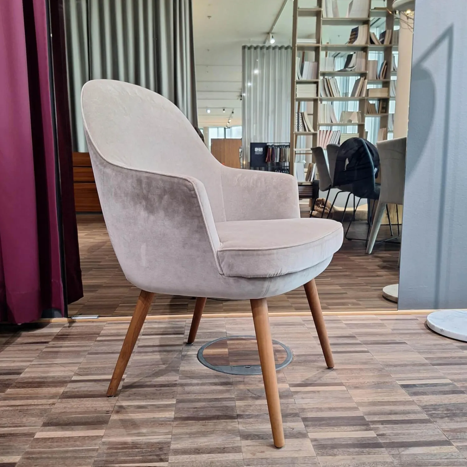 Walter Knoll Einzelstühle|Sessel Armchair 375 Stoff Harald Silver Grau Gestell Eiche