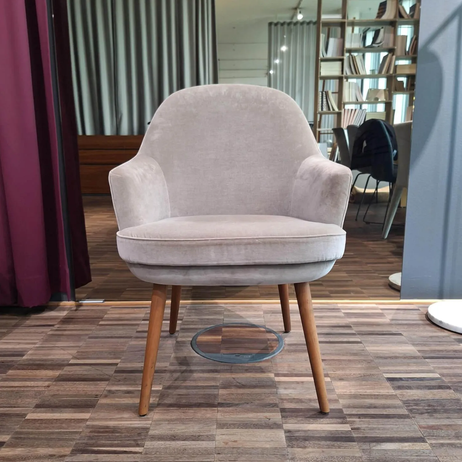 Walter Knoll Einzelstühle|Sessel Armchair 375 Stoff Harald Silver Grau Gestell Eiche