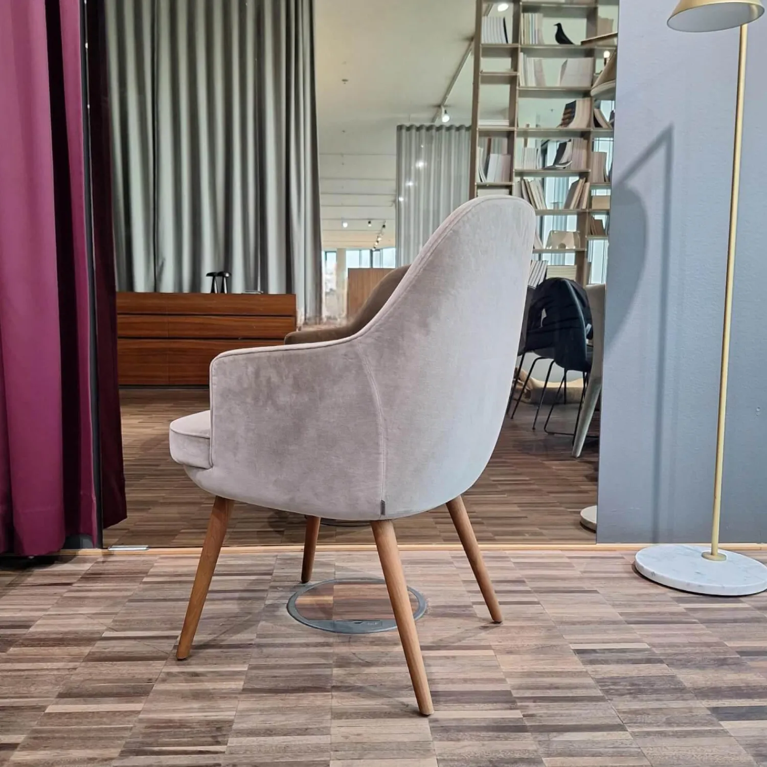 Walter Knoll Einzelstühle|Sessel Armchair 375 Stoff Harald Silver Grau Gestell Eiche
