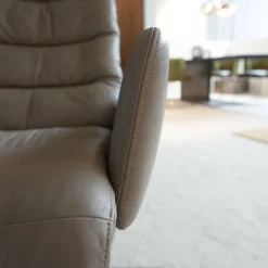 KFF Relaxsessel|Sessel Arva E Lounge Leder Sauvage Schlammgrau 8103 Grau 5 Fuß Stern Gestell Schwarz M01 Mit Kopfstütze