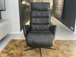 KFF Relaxsessel|Sessel Arva E Lounge Leder Sauvage Schwarz 5 Sternfuß Metall M01 Moodblack Schwarz Pulverbeschichtet Mit Verstellungen