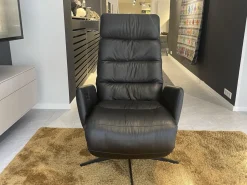 KFF Relaxsessel|Sessel Arva E Lounge Leder Sauvage Schwarz 5 Sternfuß Metall M01 Moodblack Schwarz Pulverbeschichtet Mit Verstellungen