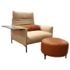 COR Loungesessel|Sessel Avalanche Stoff 8311 Muschel Beige Hocker Leder 249 Cognac Braun Fuß F01 Feinstruktur Schwarz mit Hocker