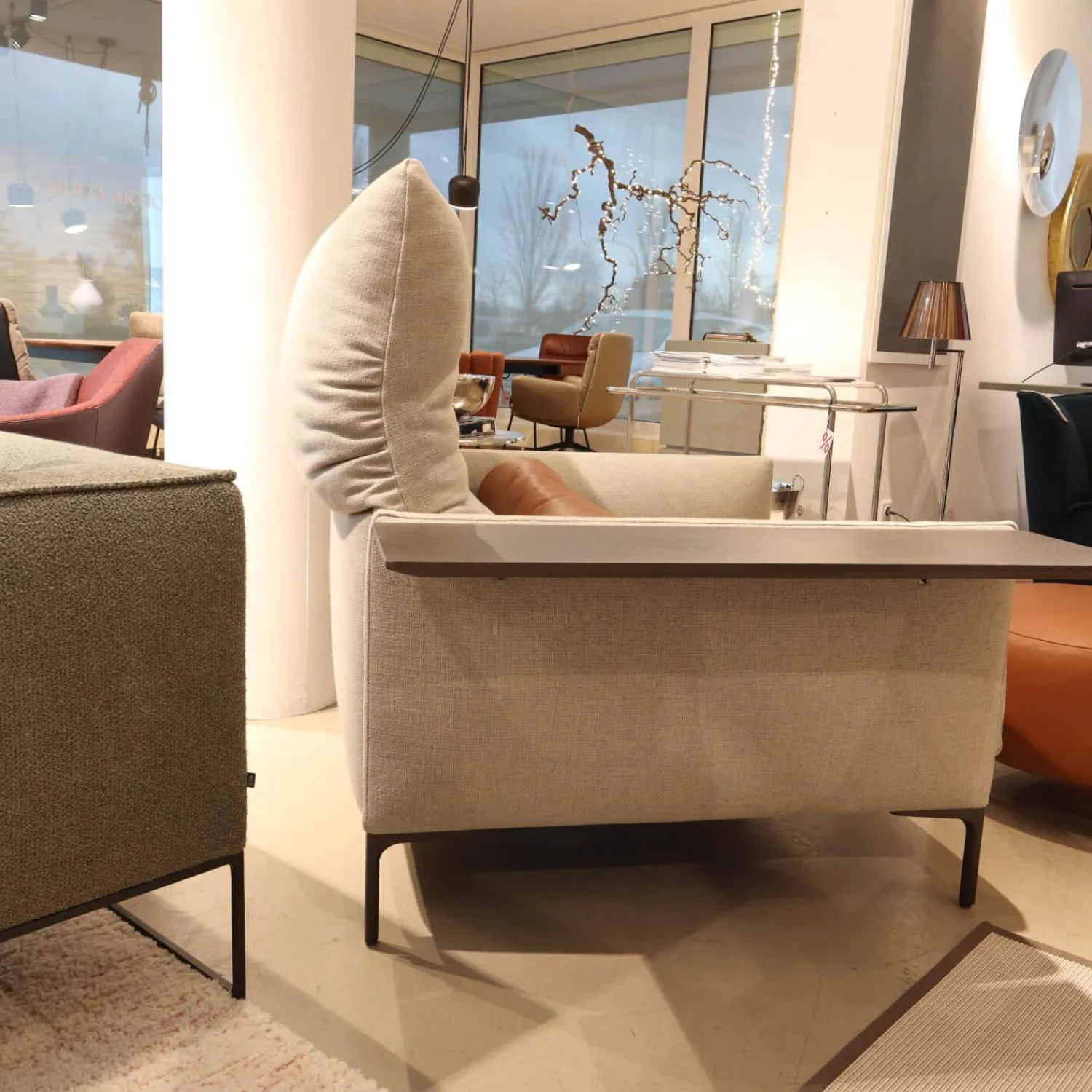 COR Loungesessel|Sessel Avalanche Stoff 8311 Muschel Beige Hocker Leder 249 Cognac Braun Fuß F01 Feinstruktur Schwarz mit Hocker