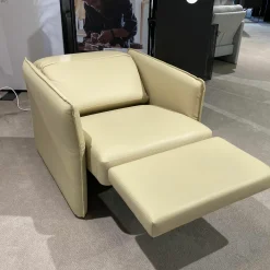 Erpo Relaxsessel|Sessel Avantgarde Leder 43 Creme Beige mit Funktionen