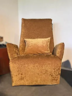 Bullfrog Relaxsessel|Sessel Baboo Stoff Shabby Chic Cognac 799 24 Gelb Gestell Metall Matt Schwarz Elektrisch Verstellbar