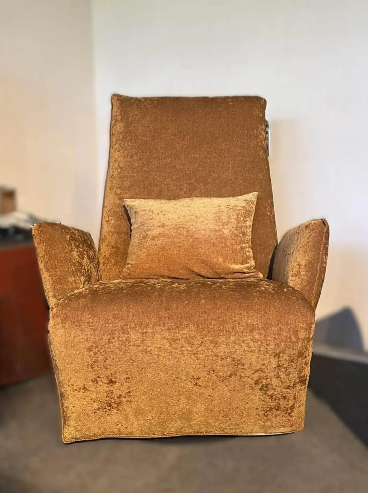 Bullfrog Relaxsessel|Sessel Baboo Stoff Shabby Chic Cognac 799 24 Gelb Gestell Metall Matt Schwarz Elektrisch Verstellbar