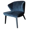 Montis Loungesessel|Sessel Back Me Up Salon Stoff Miller Grau-Blau Gestell Esche Carbon Schwarz