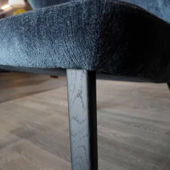 Montis Loungesessel|Sessel Back Me Up Salon Stoff Miller Grau-Blau Gestell Esche Carbon Schwarz