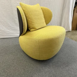 Walter Knoll Loungesessel|Sessel Bao 207 10 C Sitz Stoff Lucia 7694 Corn Gelb Rücken Leder Saddle Coffee Schwarz Braun Drehteller Schwarz Matt Inklusive Kissen