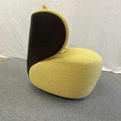 Walter Knoll Loungesessel|Sessel Bao 207 10 C Sitz Stoff Lucia 7694 Corn Gelb Rücken Leder Saddle Coffee Schwarz Braun Drehteller Schwarz Matt Inklusive Kissen