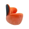 Walter Knoll Loungesessel|Sessel Bao Außen Leder Seddle Coffee Schwarz Innen Stoff Samt Harald Pumpkin Orange Drehteller Schwarz