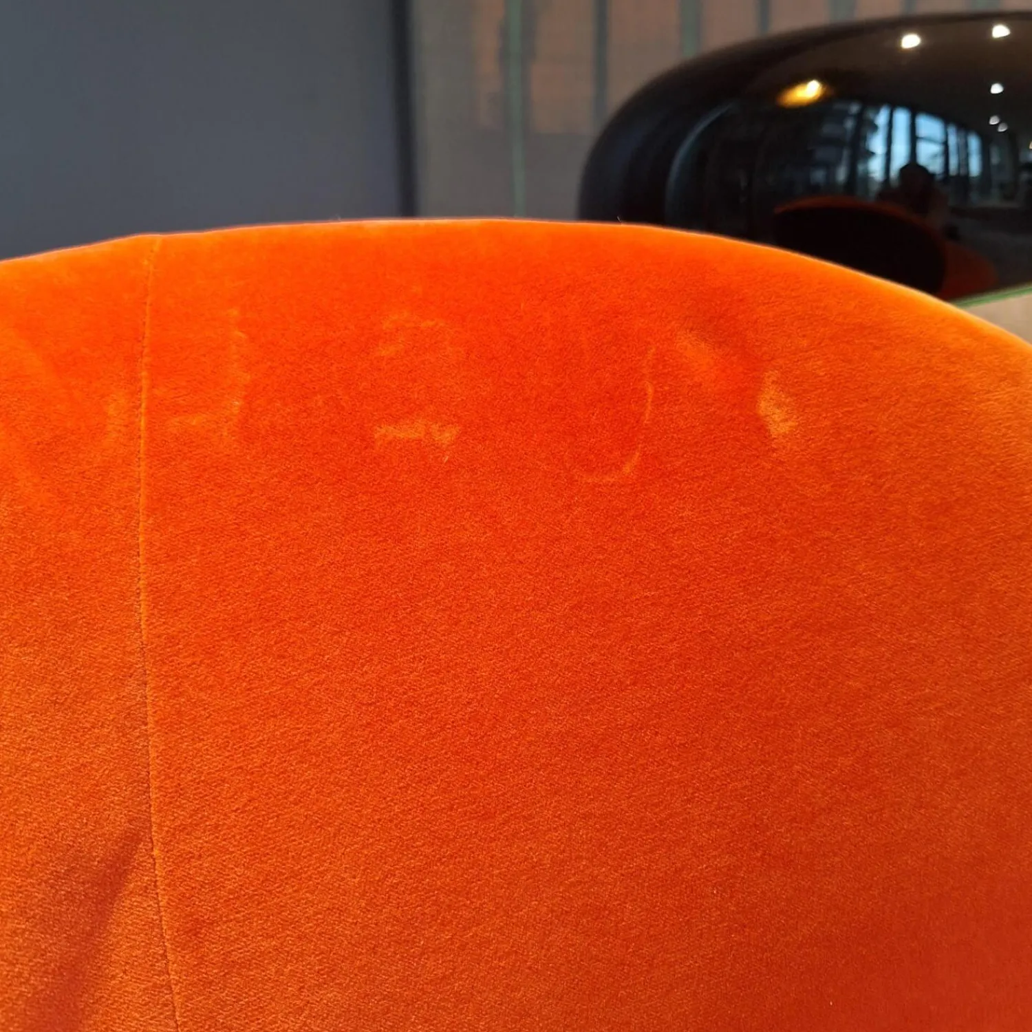 Walter Knoll Loungesessel|Sessel Bao Außen Leder Seddle Coffee Schwarz Innen Stoff Samt Harald Pumpkin Orange Drehteller Schwarz