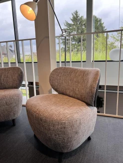 Walter Knoll Loungesessel|Sessel Bao Klein 227 10 C Innen Stoff Sorell 7873 Topaz Rücken Leder Rodeo Soft Schokoladenbraun Füße Buche Schwarz Lackiert