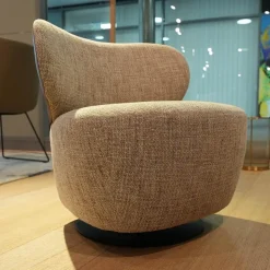 Walter Knoll Loungesessel|Sessel Bao Klein Stoff Sorel Smoke Quarz Beige Rücken Elen Taupe Beige Drehteller Schwarz