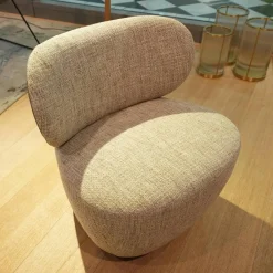 Walter Knoll Loungesessel|Sessel Bao Klein Stoff Sorel Smoke Quarz Beige Rücken Elen Taupe Beige Drehteller Schwarz