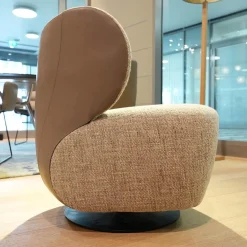Walter Knoll Loungesessel|Sessel Bao Klein Stoff Sorel Smoke Quarz Beige Rücken Elen Taupe Beige Drehteller Schwarz