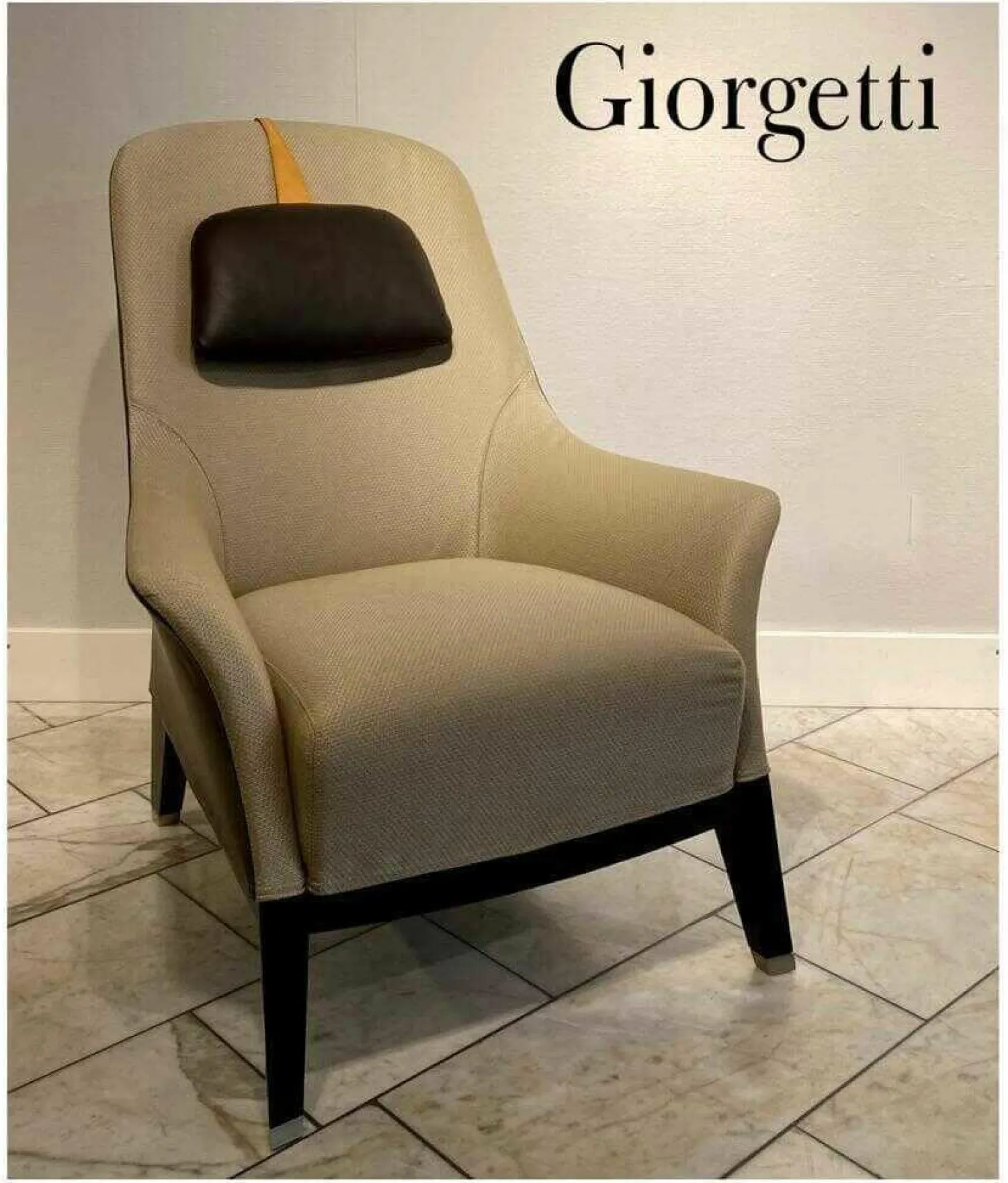 Giorgetti Relaxsessel|Sessel Bergére Stoff Pelle G Beige Gestell Buchenholz