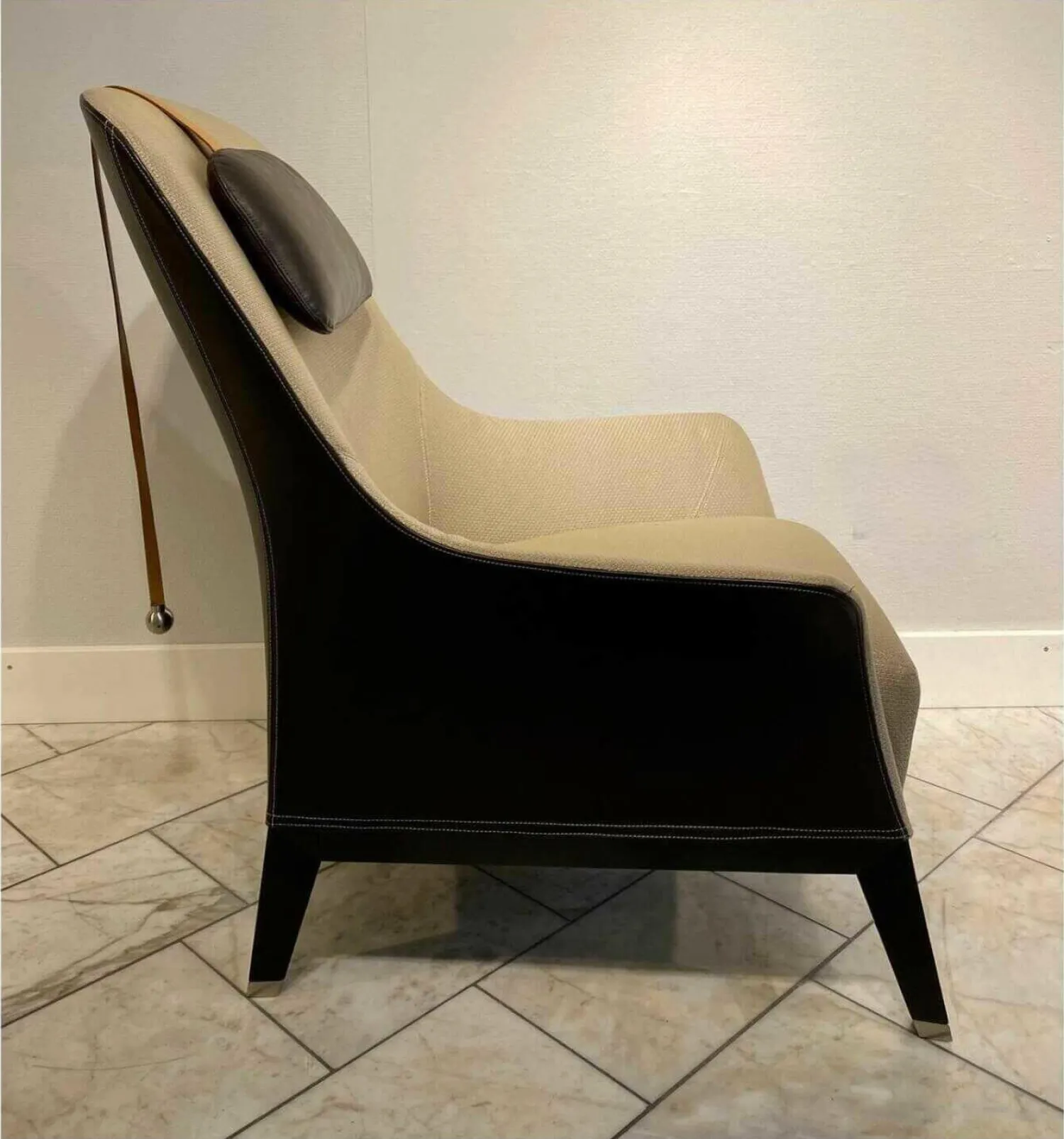 Giorgetti Relaxsessel|Sessel Bergére Stoff Pelle G Beige Gestell Buchenholz